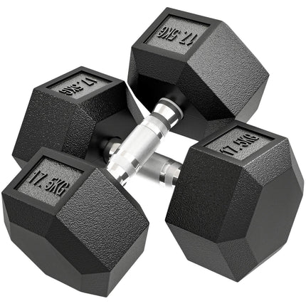 Hantelis, 35 kg, neslystanti rankena, juodas/sidabrinis