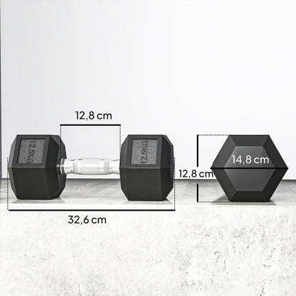 Hanteliai, rievėta rankena, ketaus, 2 x 12,5 kg
