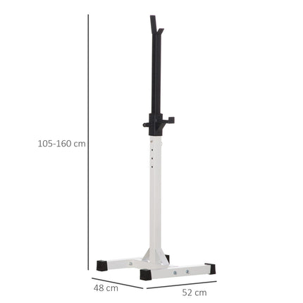 Hantelių stovas, 2 vnt. rinkinys, štangos stovas, reguliuojamo aukščio hantelių stovas su guminiais kojų antgaliais, 105-160 cm, jėgos treniruotėms, iki 150 kg