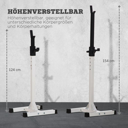 Hantelių stovas, 2 vnt. rinkinys, štangos stovas, reguliuojamo aukščio hantelių stovas su guminiais kojų antgaliais, 105-160 cm, jėgos treniruotėms, iki 150 kg