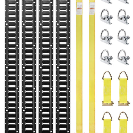 E-Track Tie-Down Rail Kit, 5 Ft Steel, 18-Piece, 2000 lb