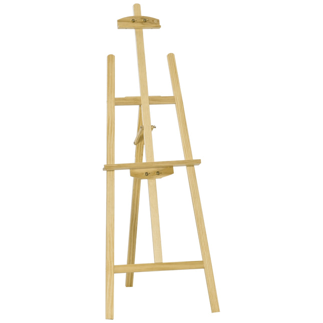 Studijinis molbertas, pagamintas iš pušies medienos, 90° reguliuojamas, natūralus, 51,5 x 71,5 x 134,5 cm
