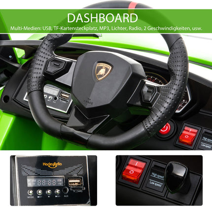 Elektrinis automobilis Lamborghini vaikams, 3-8 metų, su nuotolinio valdymo pultu, 2 x 550 variklių, MP3/USB, šviesos ir muzika