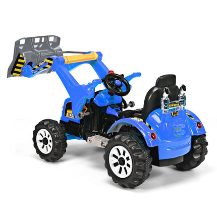 Electric Children's Forklift 12V Battery Operated Children's Excavator with 2 Speeds Children's Car Blue