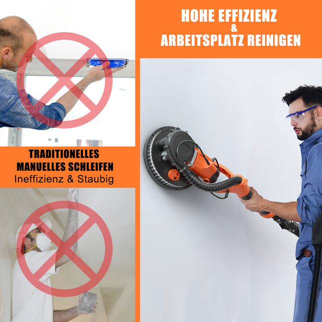 Elektrinis gipso kartono šlifuoklis 750 W, 225 mm, dulkių ištraukimas