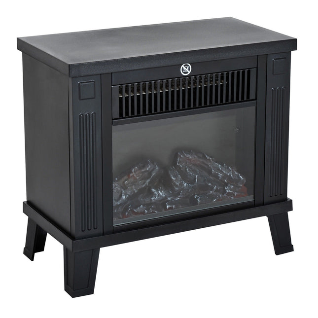 Elektrinis židinys Elektrinis židinys, pastatomas židinys su liepsnos efektu 600/1200 W, metalas, juodas, 34 x 17 x 31 cm
