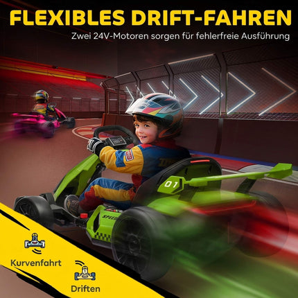 Elektrinis gokartas vaikams, 24 V, drifto režimas, reguliuojama sėdynė