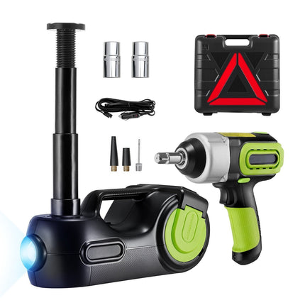 Electric Hydraulic Car Jack 5 Ton, 12V Impact Wrench, LED