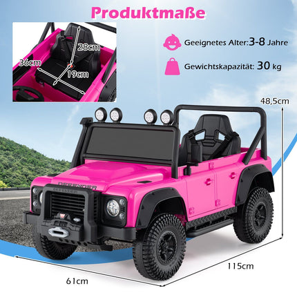 Elektrinis vaikiškas automobilis - rožinis Land Rover Defender su nuotolinio valdymo pultu