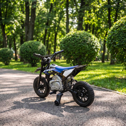 Elektrinis vaikiškas motociklas, 12 V, juodas ir mėlynas, 3–6 km/val.