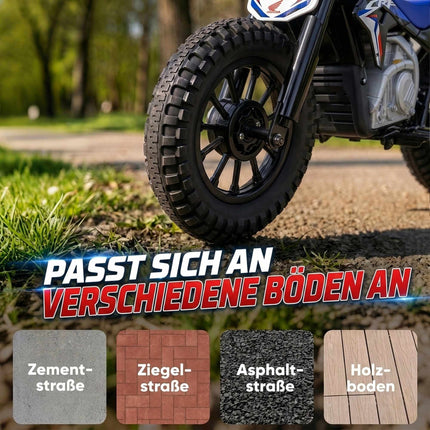 Elektrinis vaikiškas motociklas, 12 V, juodas ir mėlynas, 3–6 km/val.