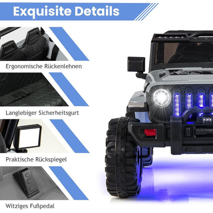 Elektrinis vaikiškas automobilis su nuotolinio valdymo pultu, MP3, 12 V, pilkas