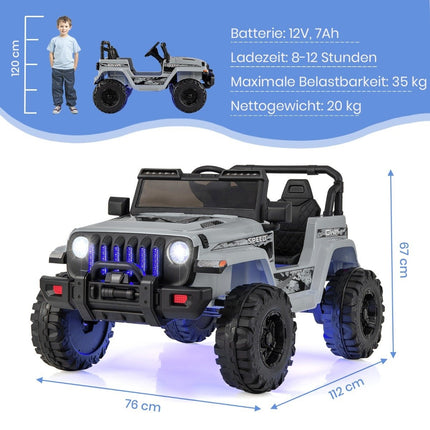 Elektrinis vaikiškas automobilis su nuotolinio valdymo pultu, MP3, 12 V, pilkas
