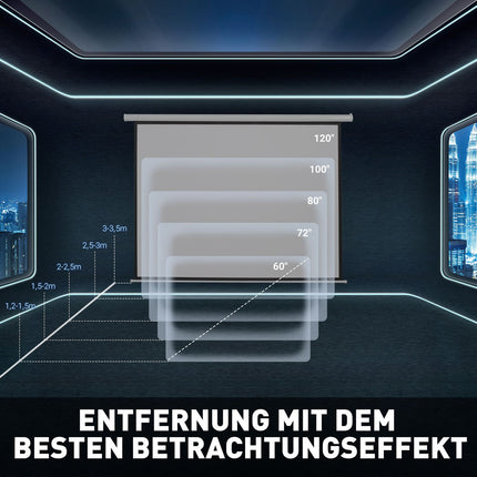 Elektrinis projektoriaus ekranas 100" 16:9 HD 4K su nuotolinio valdymo pultu