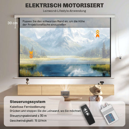 Elektrinis projektoriaus ekranas 120 colių 16:9, nuotolinio valdymo pultas