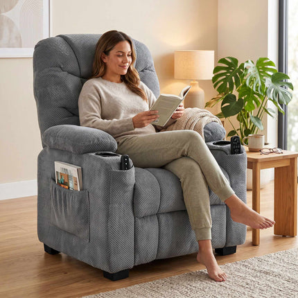 Electric Recliner Chair with Massage and Heat, Memory Function, Dark Grey