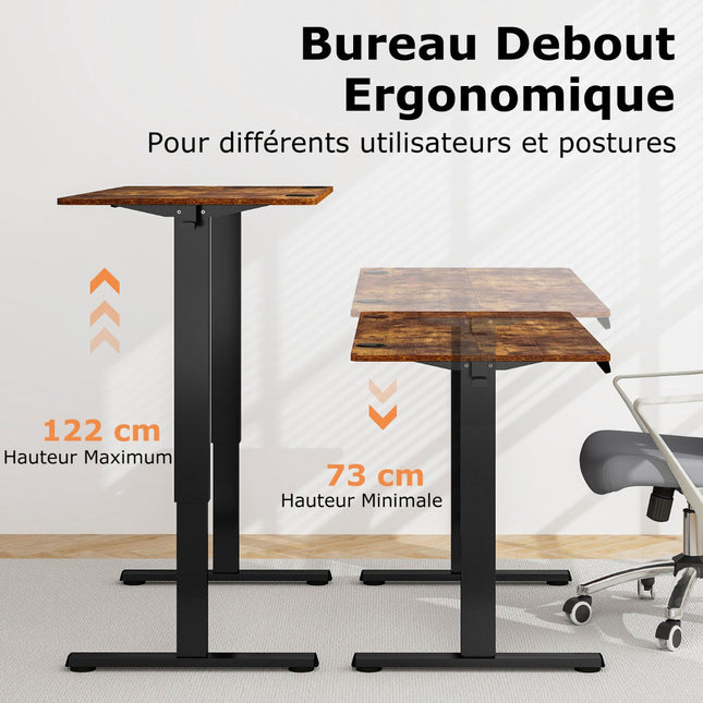Elektrinis reguliuojamo aukščio stalas 120x60 cm, 73-122 cm aukščio
