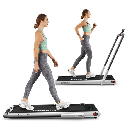 Elektrinis bėgimo takelis, 1-12 km/h, LED ekranas, sulankstomas treniruoklis, 120 kg, sidabrinis