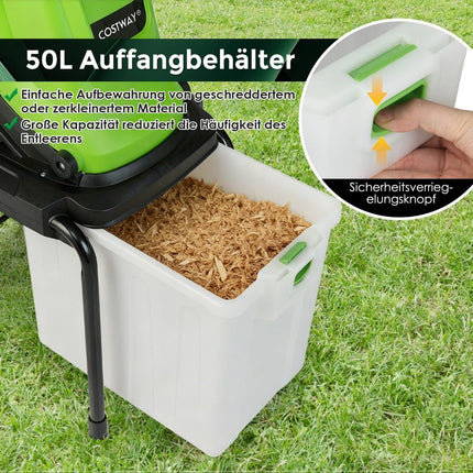 Elektrinis medienos smulkintuvas, 2800 W, 50 l surinkimo dėžė, 45 mm talpa