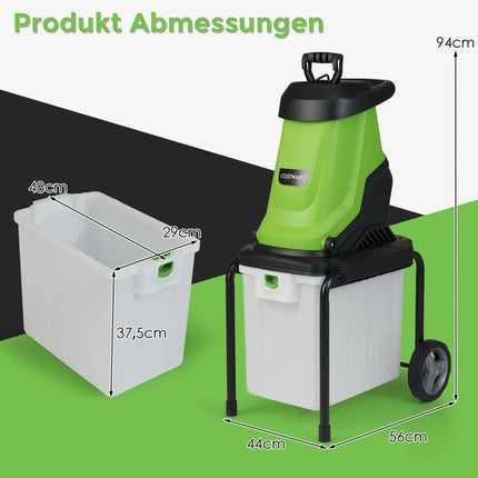 Elektrinis medienos smulkintuvas, 2800 W, 50 l surinkimo dėžė, 45 mm talpa