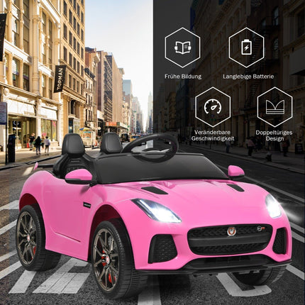 Elektrinis vaikiškas automobilis su istorijomis, muzika, garso signalu, priekiniais žibintais ir 2.4G nuotolinio valdymo pultu, rožinis