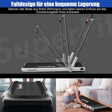 Elektrinis bėgimo takelis su reguliuojamu greičiu, nuotolinio valdymo pultas su „Bluetooth“ ir sulankstymo funkcija, sidabrinis