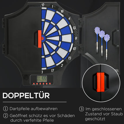 Electronic dart board with 12 darts, LCD screen, 8 players