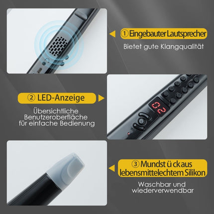 Elektroninis pučiamasis instrumentas, 13 tonų, 2 pirštų išdėstymai, juodas