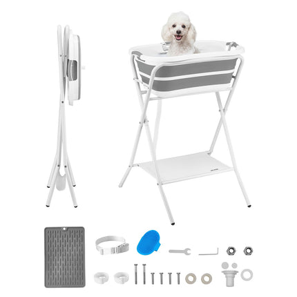 Elevated Collapsible Dog Bathtub with Drain Hose