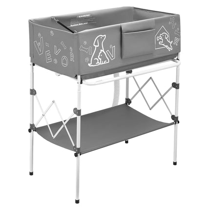Elevated Dog Bathtub, Foldable With Drain Hose, Gray