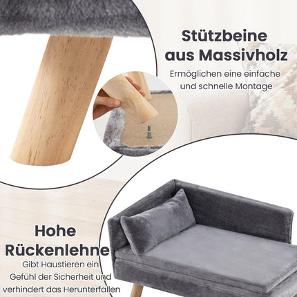 Pakelta augintinių sofa mažiems ir vidutinio dydžio šunims, katėms, pilka