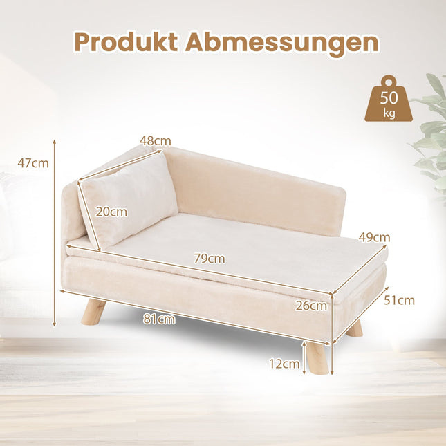 Pakelta augintinių sofa mažiems ir vidutinio dydžio šunims bei katėms, balta