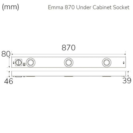 Emma 870 Kitchen bench lighting 2xspot + outlet 3000K 650lm 870cm