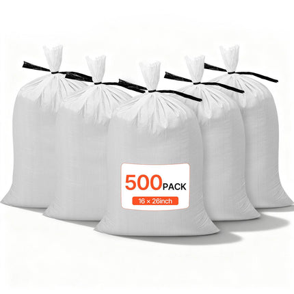 Empty Sandbags 500 Pack, 40 x 66 cm, Polypropylene With Ties