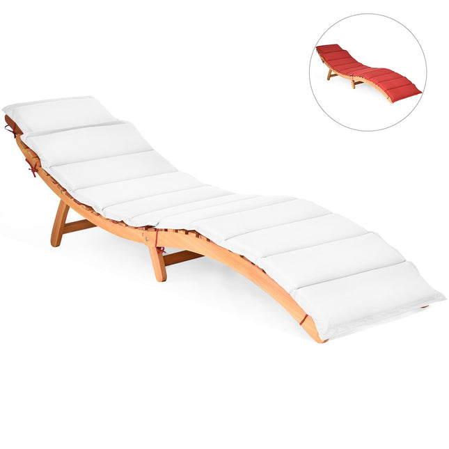 Ergonomiškas akacijos medienos saulės gultas su pagalvėle, sulankstomas