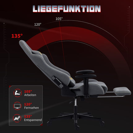 Ergonomiška žaidimų kėdė, 3D porankiai, reguliuojami, pilka