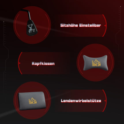 Ergonomiška žaidimų kėdė, 3D porankiai, reguliuojami, pilka