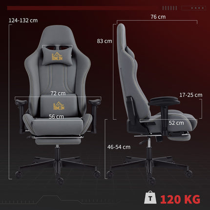 Ergonomiška žaidimų kėdė, 3D porankiai, reguliuojami, pilka