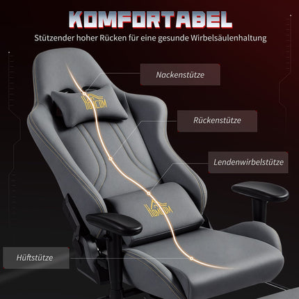 Ergonomiška žaidimų kėdė, 3D porankiai, reguliuojami, pilka