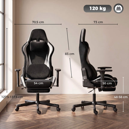 Ergonomic Gaming Chair with Heated Massage Lumbar Cushion, 3D Armrests, Black