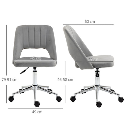Ergonomiška pilka aksominė biuro kėdė su reguliuojamu aukščiu