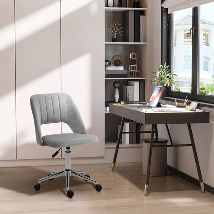 Ergonomiška pilka aksominė biuro kėdė su reguliuojamu aukščiu