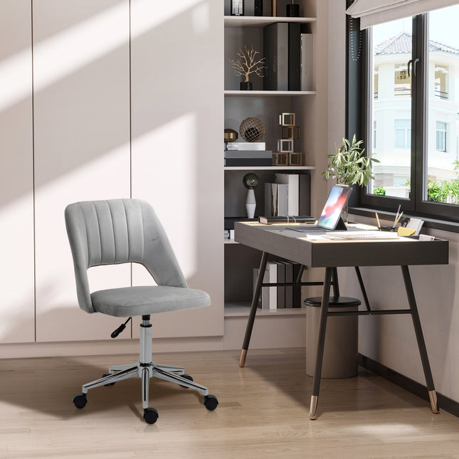 Ergonomiška pilka aksominė biuro kėdė su reguliuojamu aukščiu