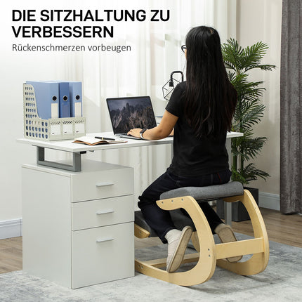 Ergonomiška kelio taburetė, supamoji kelių kėdė, stalo kėdė namų biurui, gerinanti laikyseną, pilka