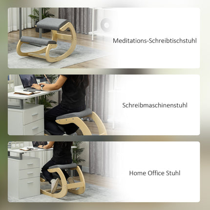 Ergonomiška kelio taburetė, supamoji kelių kėdė, stalo kėdė namų biurui, gerinanti laikyseną, pilka
