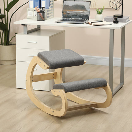Ergonomiška kelio taburetė, supamoji kelių kėdė, stalo kėdė namų biurui, gerinanti laikyseną, pilka