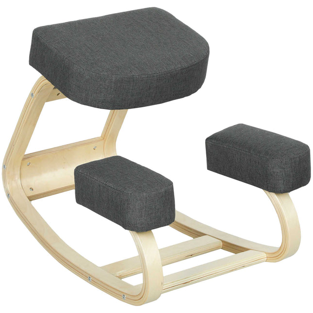 Ergonomiška klūpėjimo kėdė, beržo mediena, 120 kg keliamoji galia, tamsiai pilka