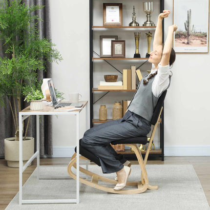 Ergonomiška klūpėjimo kėdė, beržo medienos, juoda, namams ir biurui
