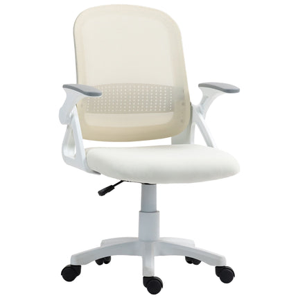 Ergonomiška tinklinė biuro kėdė su atlenkiamais porankiais, balta