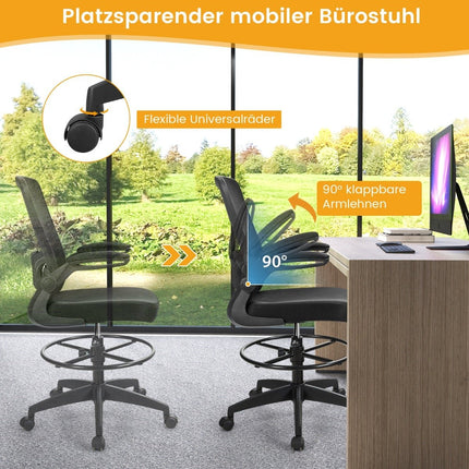 Ergonomiška tinklinė biuro kėdė, aukšta atlošas, reguliuojami porankiai